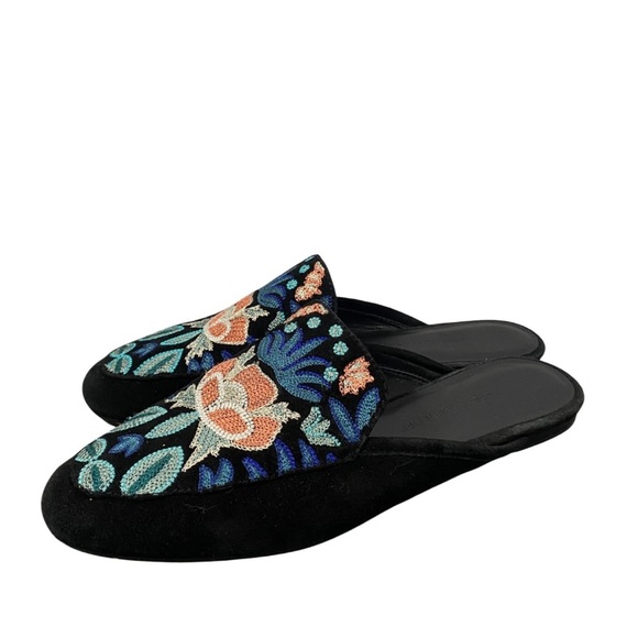 Rebecca Minkoff Raylee Black Embroidered Floral Loafer Flats Mules shoes 7.5 - Picture 5 of 12